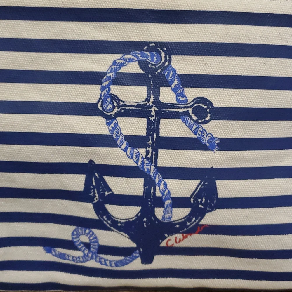 C Wonder Womens Nautical‎ Striped Anchor Clutch